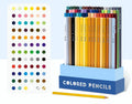 Boxed set of 72 or 126 coloured pencils for art students with basswood barrels.