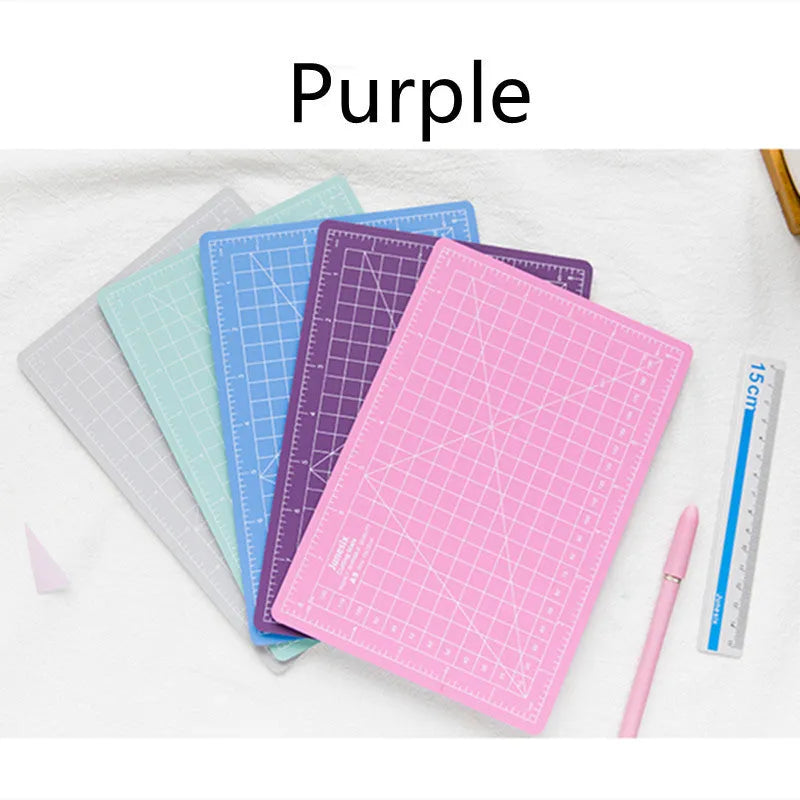 Art pen knife cutting board set with backing board, ruler, sharpener, and blade in blue colour