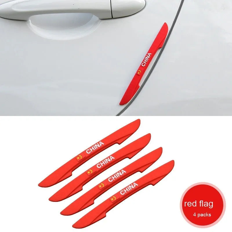 Car door bumper strip in transparent flag colour, PVC material, 15x1.5 cm, on a vehicle door edge