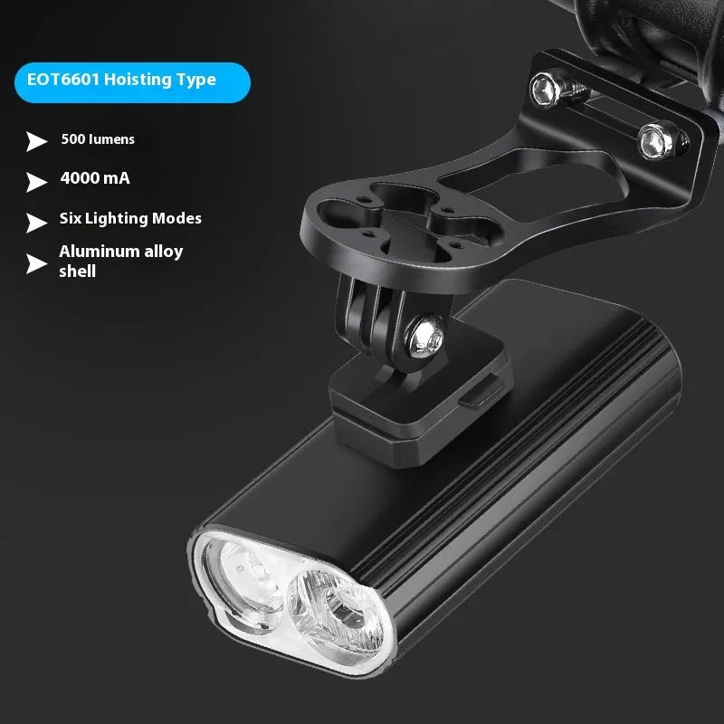 L2*2 bicycle headlight with aluminium alloy housing and USB Type-C charging port