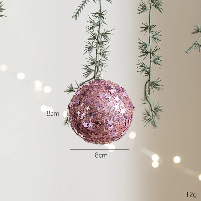 8cm pink foam ball Christmas ornament pendant with string for hanging on tree