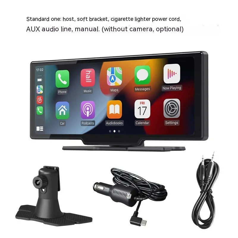 1026-inch wireless Carplay recorder with black capacitive touch screen and driving recorder option