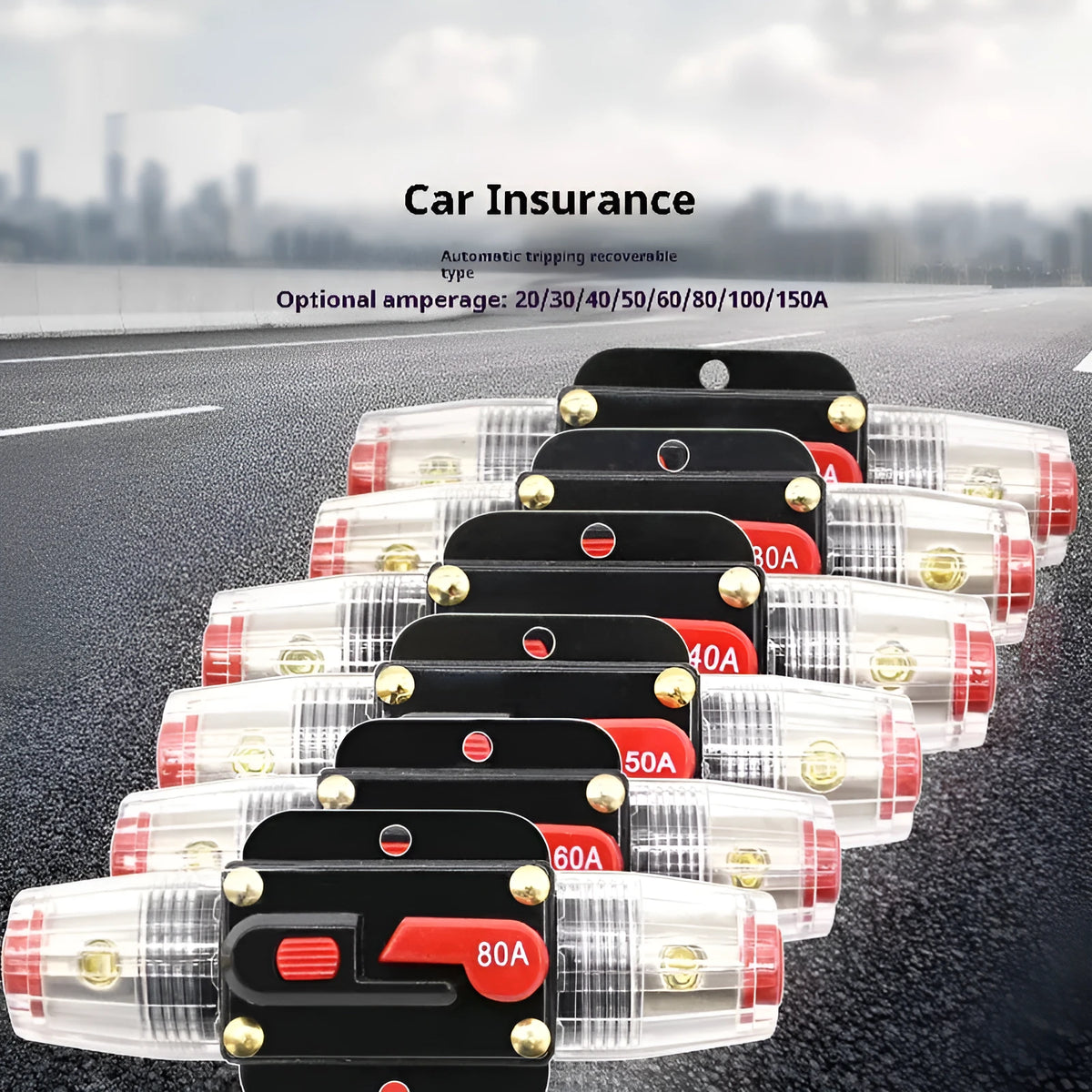 Car insurance liner compound automatic safety seat power switch, 12V, 20A-150A, 10cm size