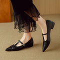 Brown women's pointed toe flat shoes with a low-cut design and soft sole.