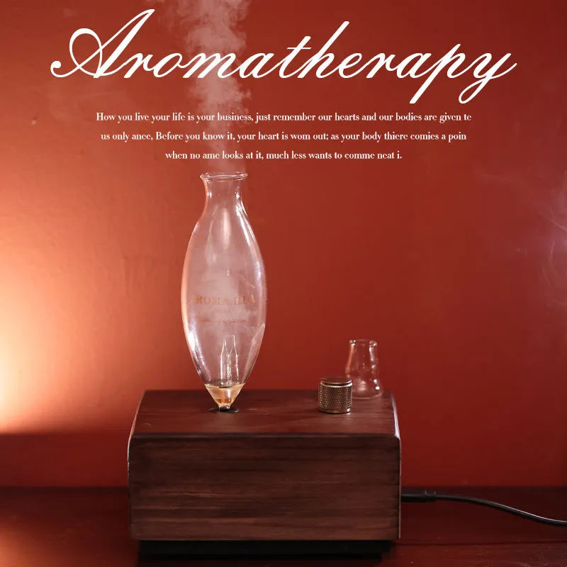 Smart Waterless Ambience Light Aroma Diffuser with glass column, three gears, and gentle light for small rooms under 10m²