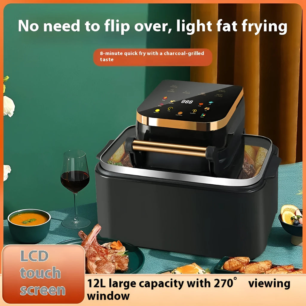 Smart Loop 12L air fryer flip electric oven in black with control panel and 400x280x300mm dimensions