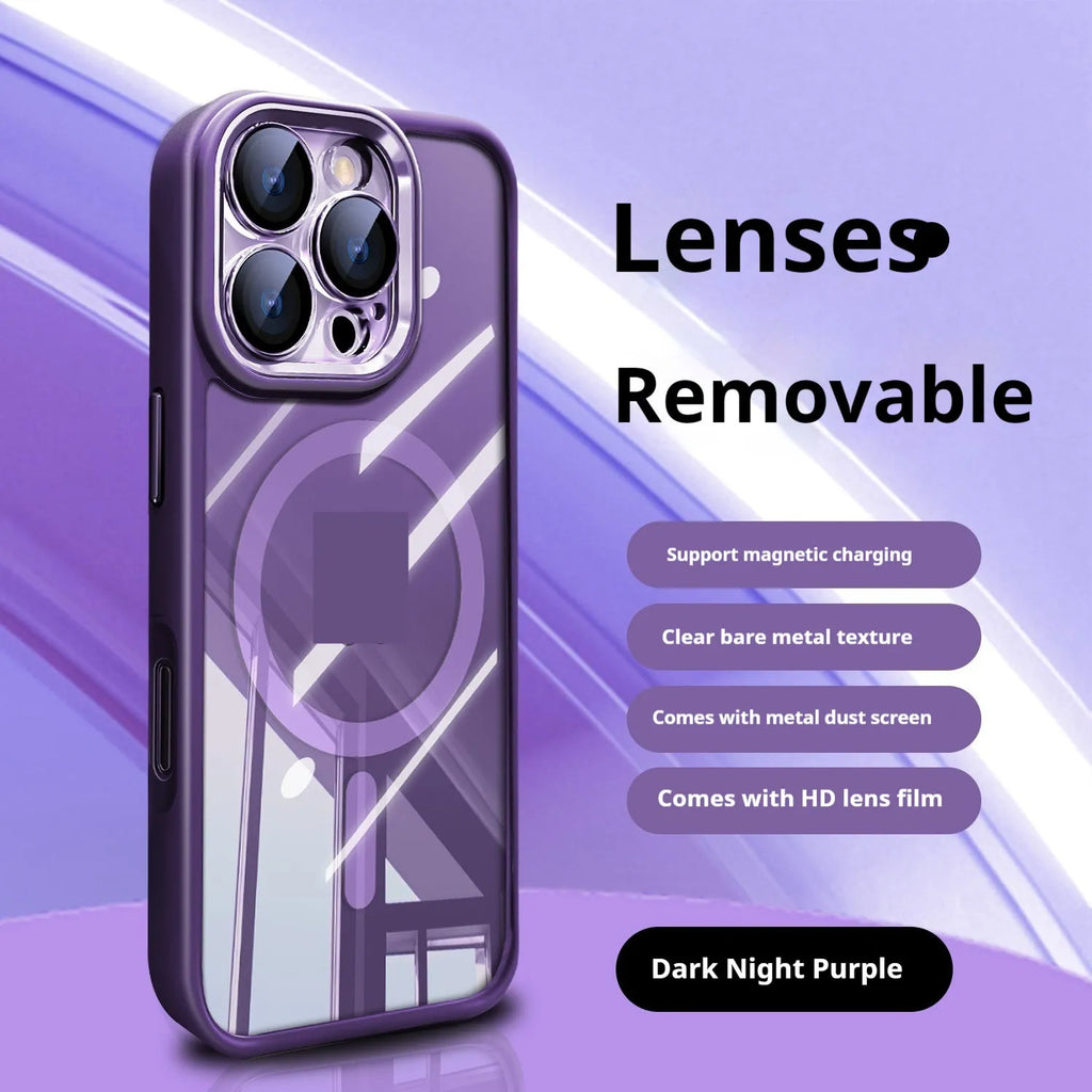 Litchi grain ice crystal transparent phone case with acrylic border for iPhone 15 in black