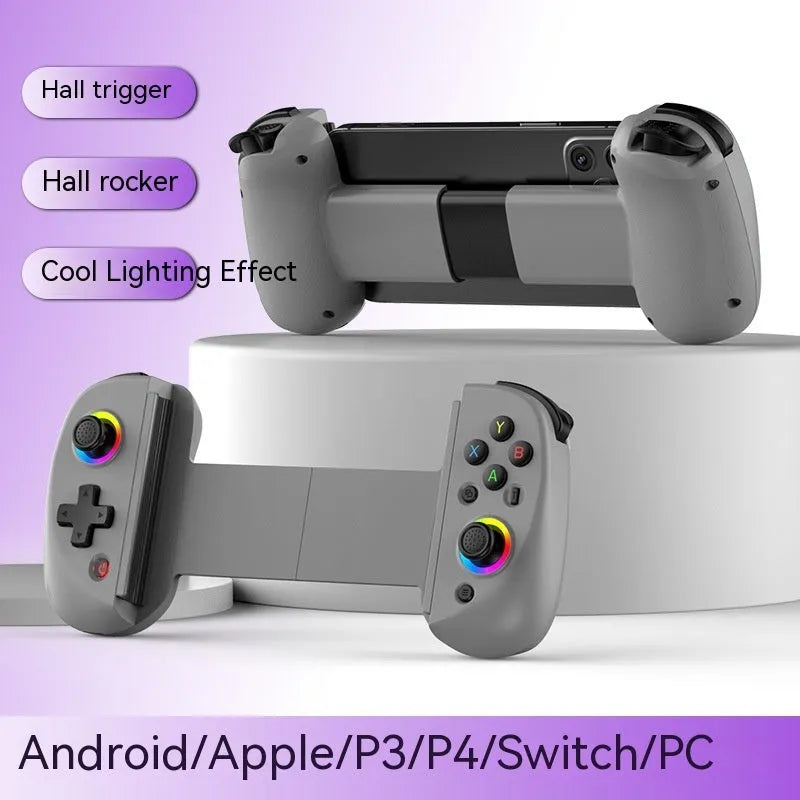 D8 stretch tablet Bluetooth gamepad controller showing stretch mechanism and multiple colour options