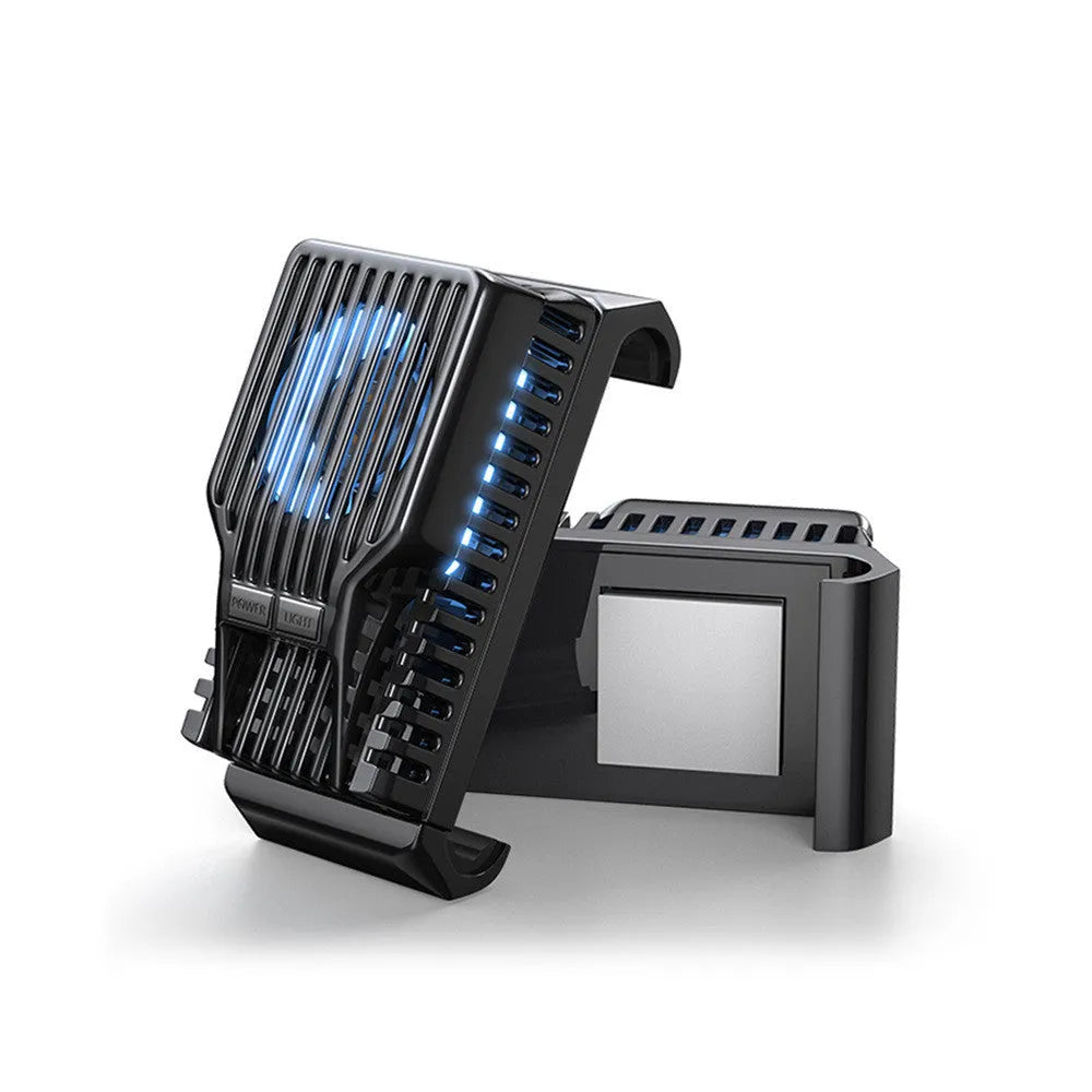 Black mobile phone radiator clip cooler with aluminum alloy and ceramic construction on phone
