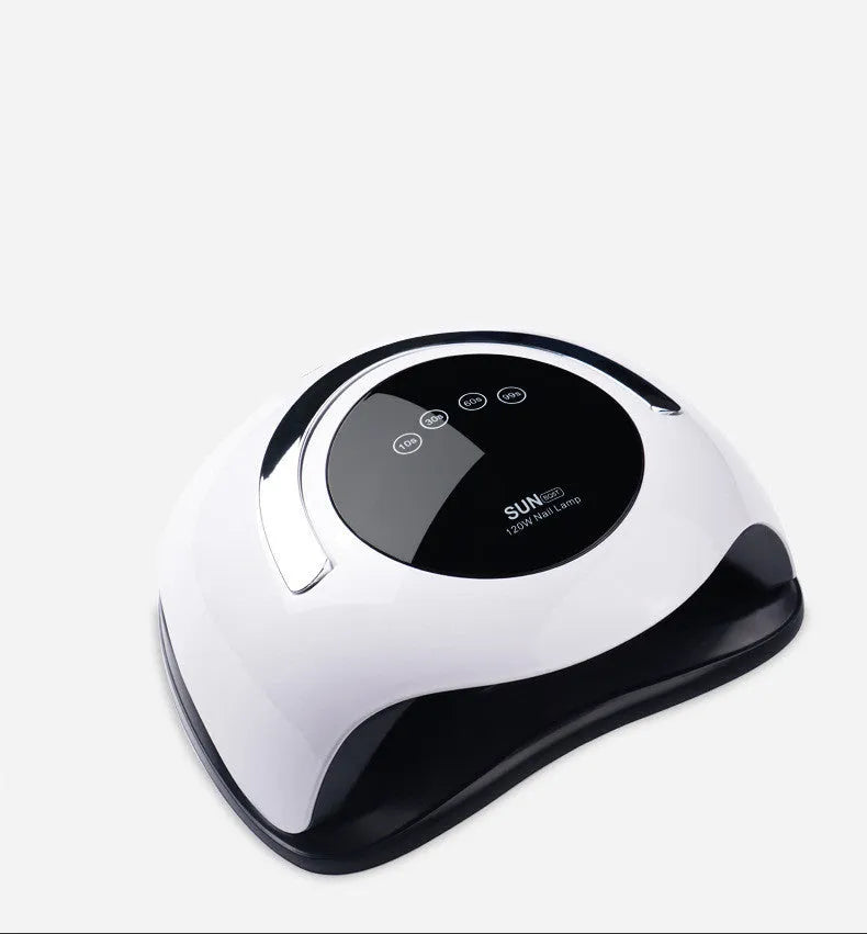 White ABS phototherapy nail dryer with 120W induction system, 230x180x110mm, on a clean background