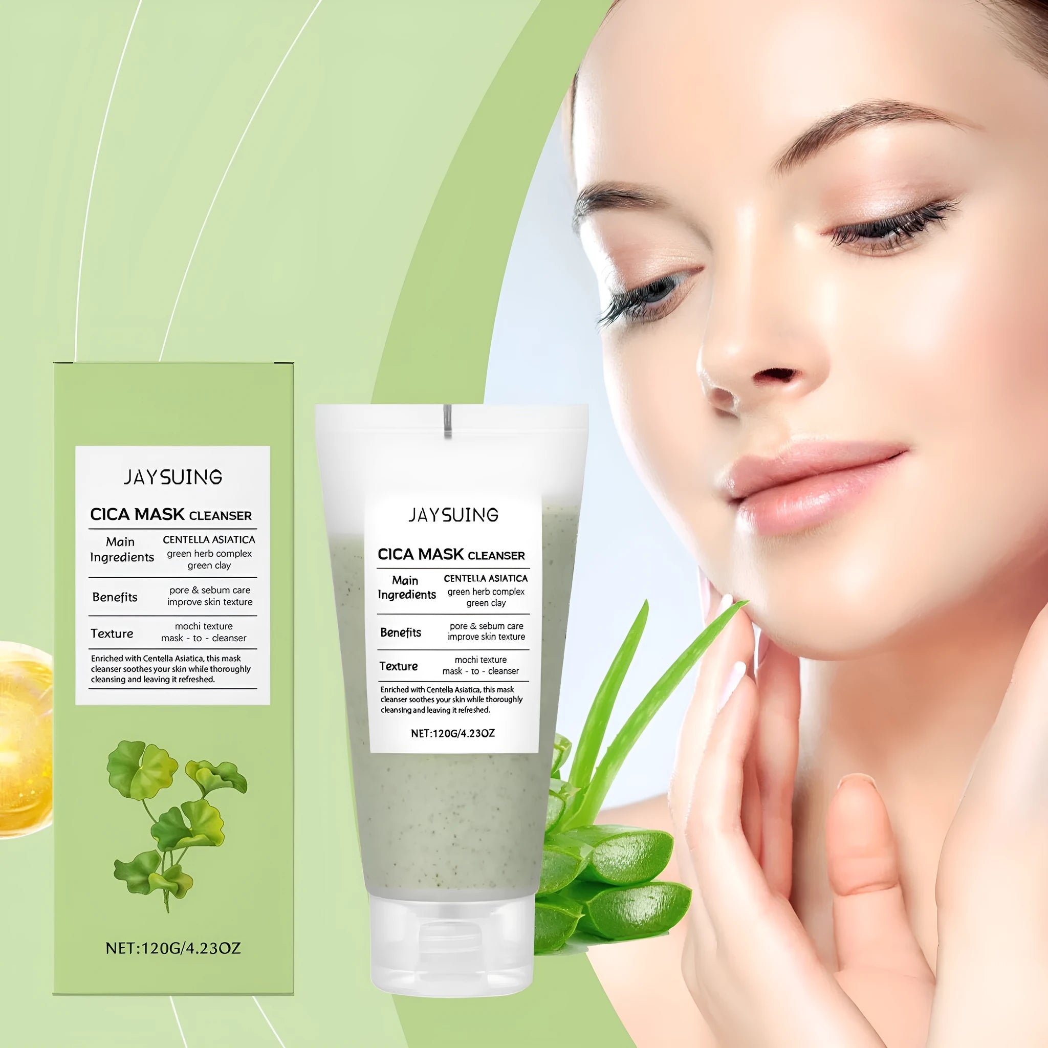 Centella Asiatica Soothing Facial Cleanser 120g container with botanical extract formula