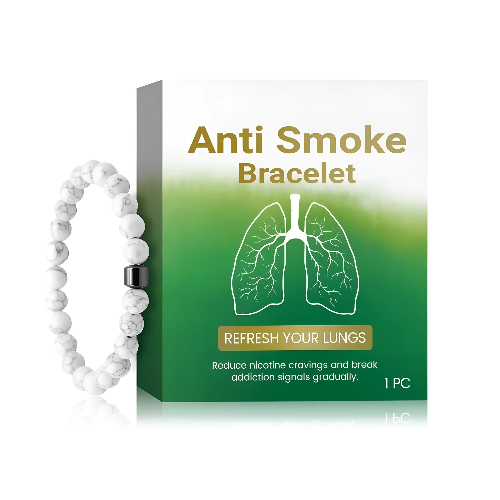 Women's synthetic turquoise smoke prevention bracelet with adjustable 20-24cm sizing