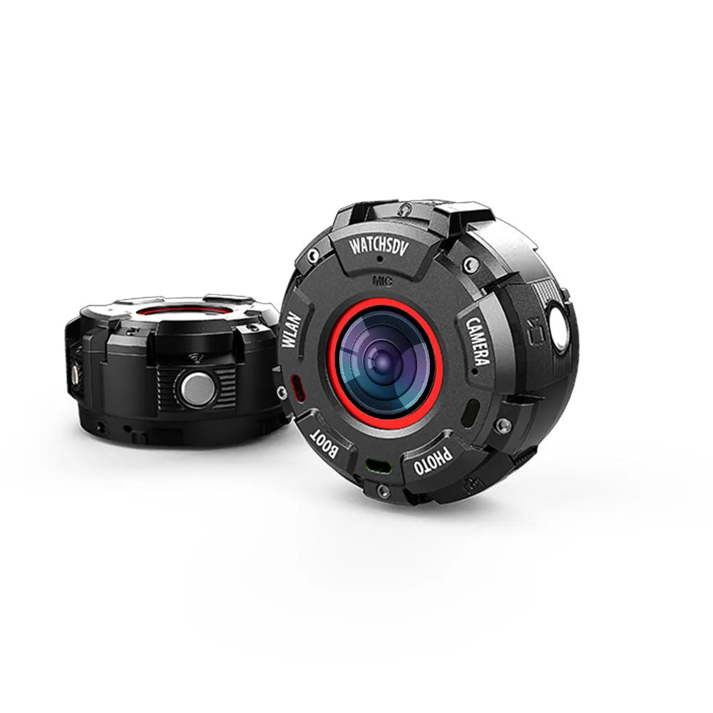 Black waterproof sports digital camera with 290mm length showing USB port