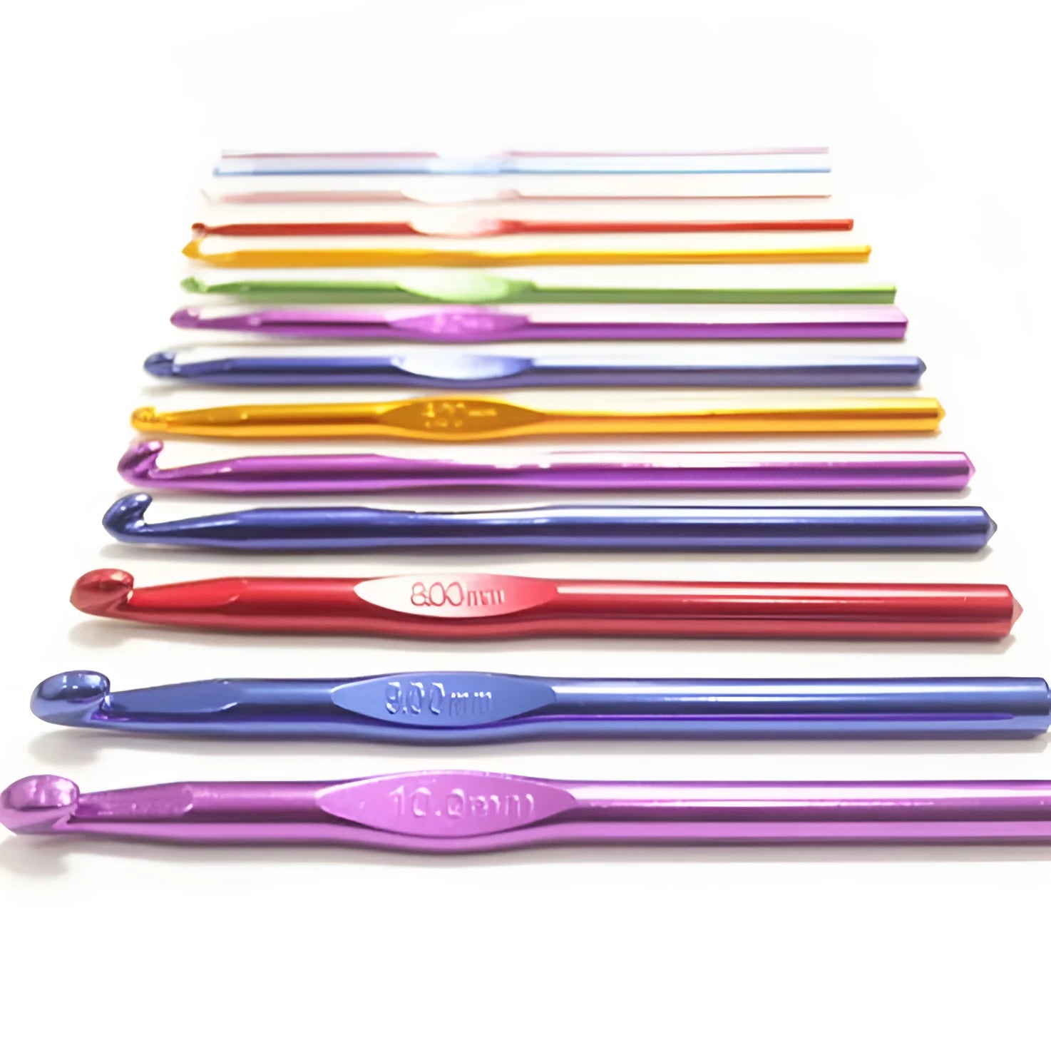 Colored aluminum alloy oxidation crochet set with 14 pieces of aluminium hooks