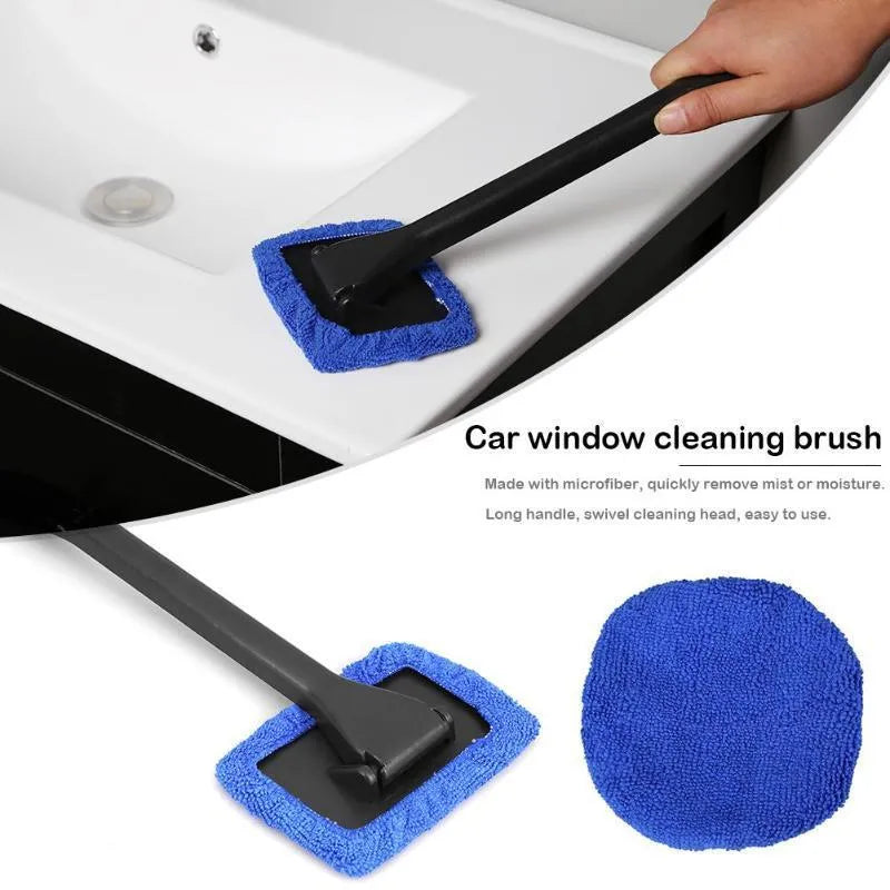 Car window pivoting microfiber cleaner with telescopic pole and eight cloth covers in PP material 39x13x9cm