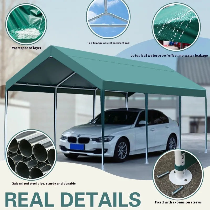 Portable 3x6m canopy sunshade with steel frame and PE ribbon four-side protection cloth for outdoor stall