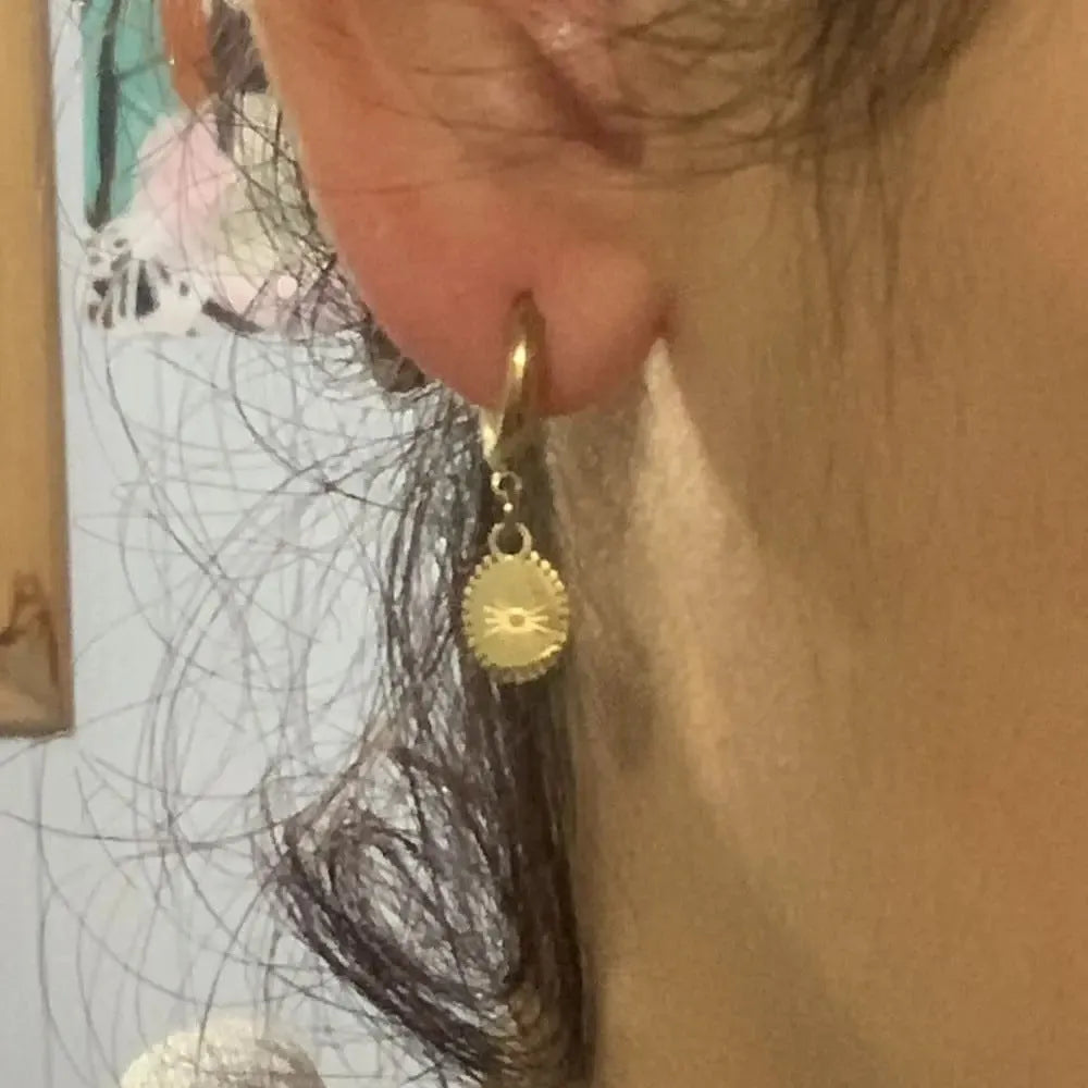 Women's stainless steel geometric earrings with ellipse design in XY-EH005 colour for summer fashion wear