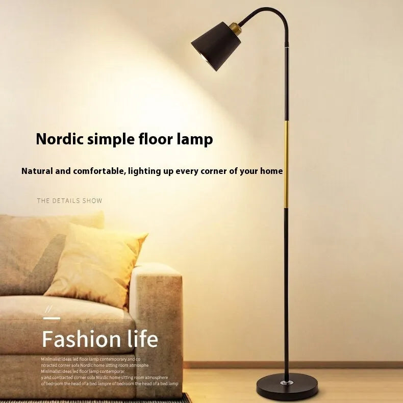 Nordic style floor lamp in black gold or platinum finish with 5W warm light