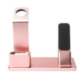 Three-in-one charging bracket for Apple Watch, phone, and headset in aluminium alloy with silicone mat