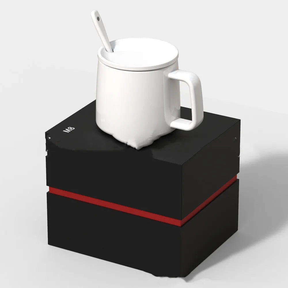 Ceramic wireless charging mug 200ml with handle on a wireless charger, models M8 and R9 available