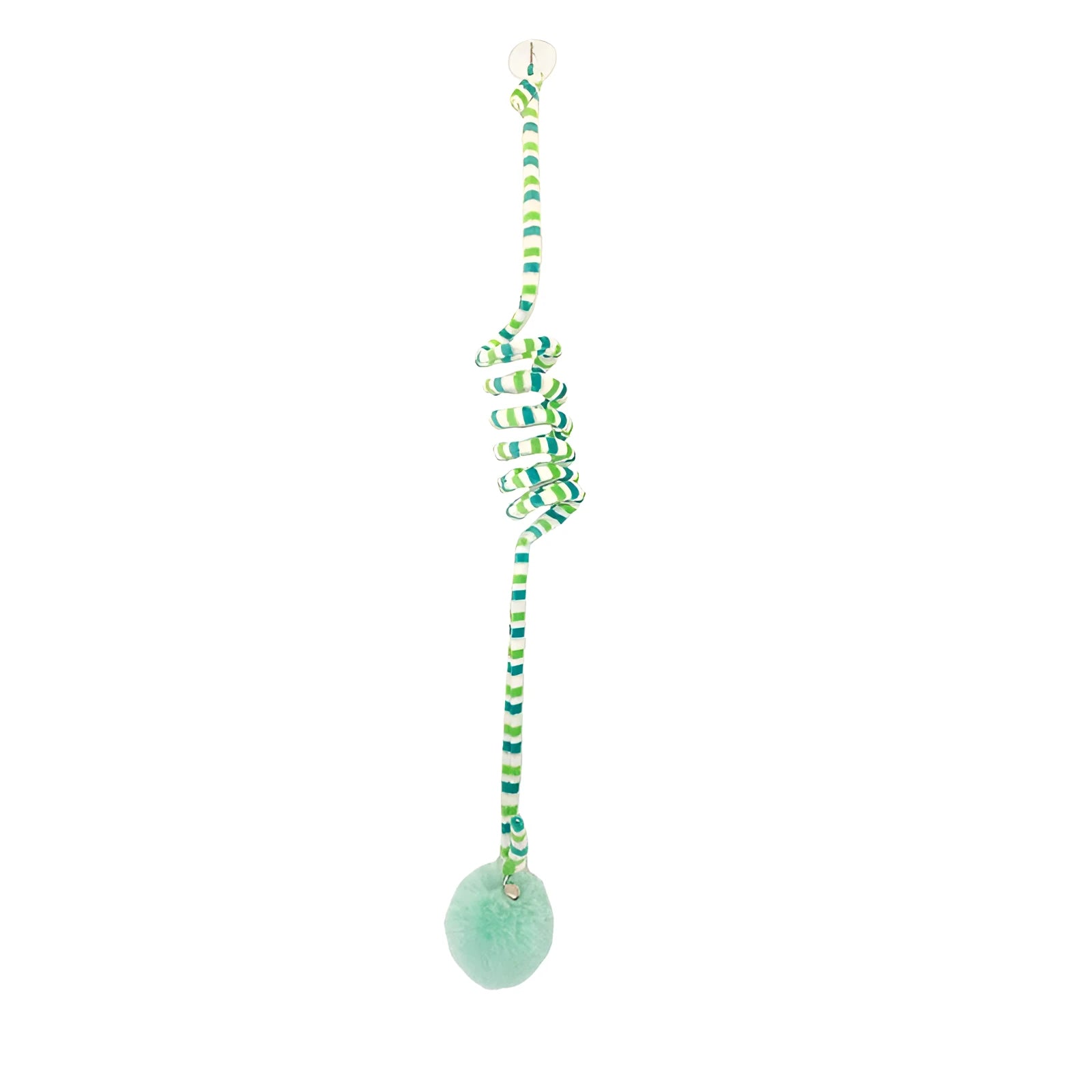 Hanging suction cup cat toy with inflatable ball and bell stick for kittens in seven colour options