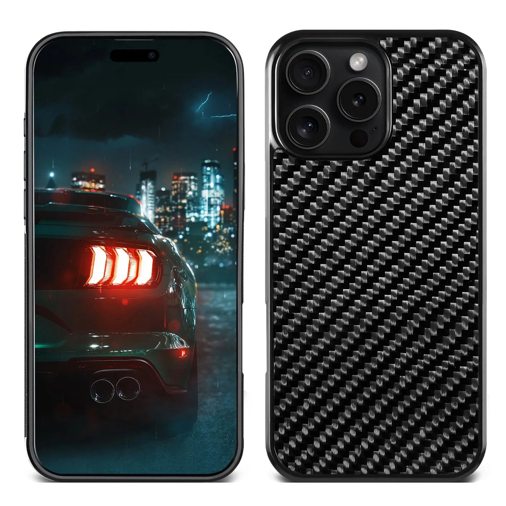 17 Series Twill Black mobile phone case for iPhone models, angled view showing textured finish