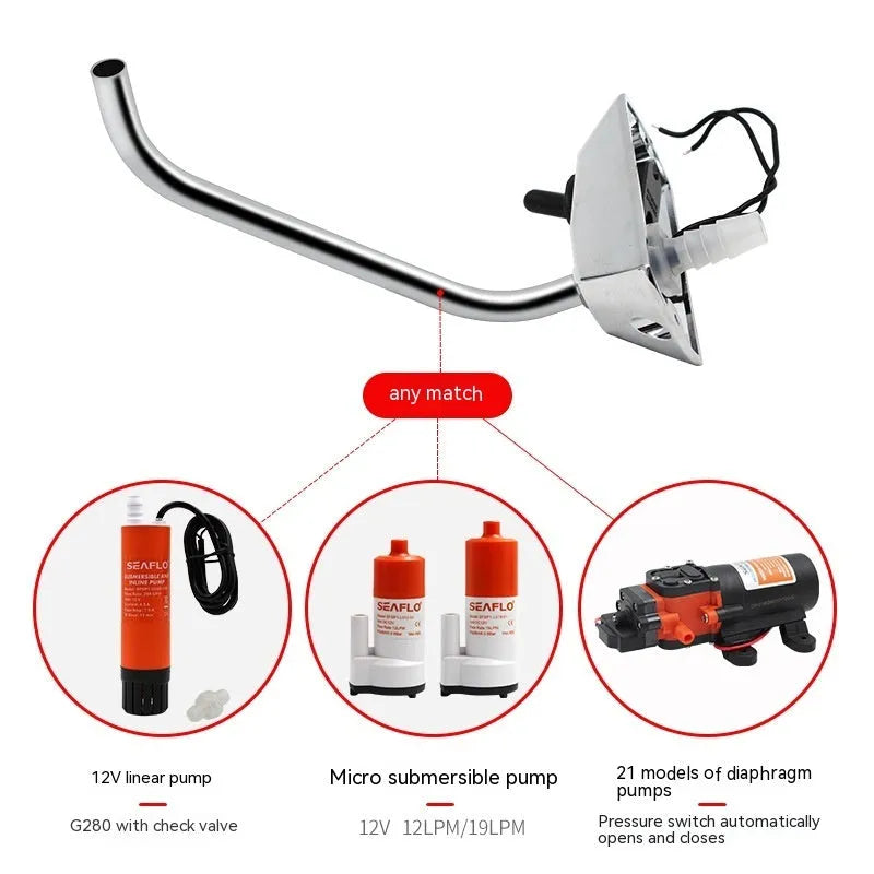 Electronic control RV faucet with rotating spout made from mirror-polished 316 stainless steel