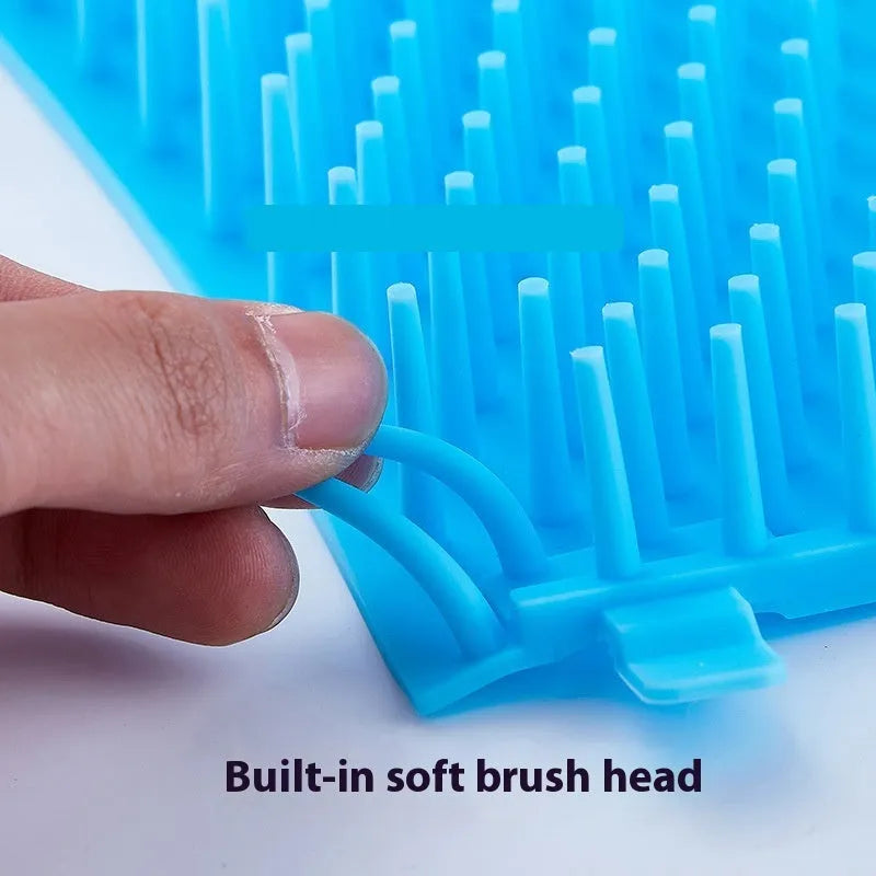 Silicone dog footwash bucket in blue colour for paw cleaning with accessories