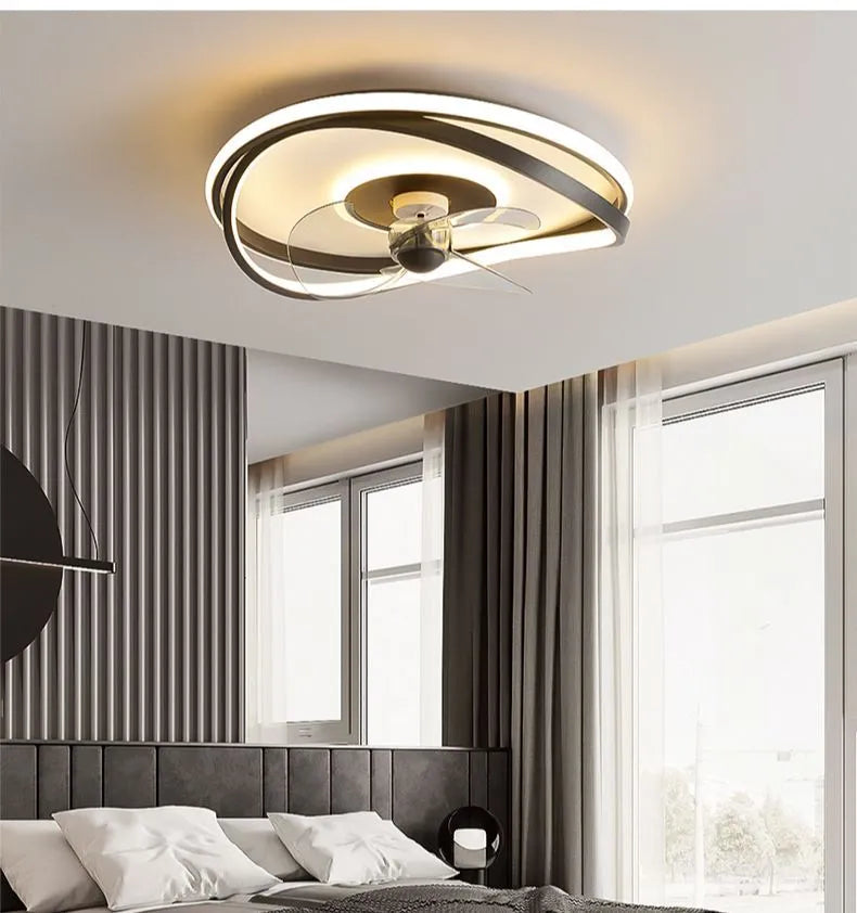 Modern simple lamp package with remote control and mobile app, in black, for bedroom and dining room use