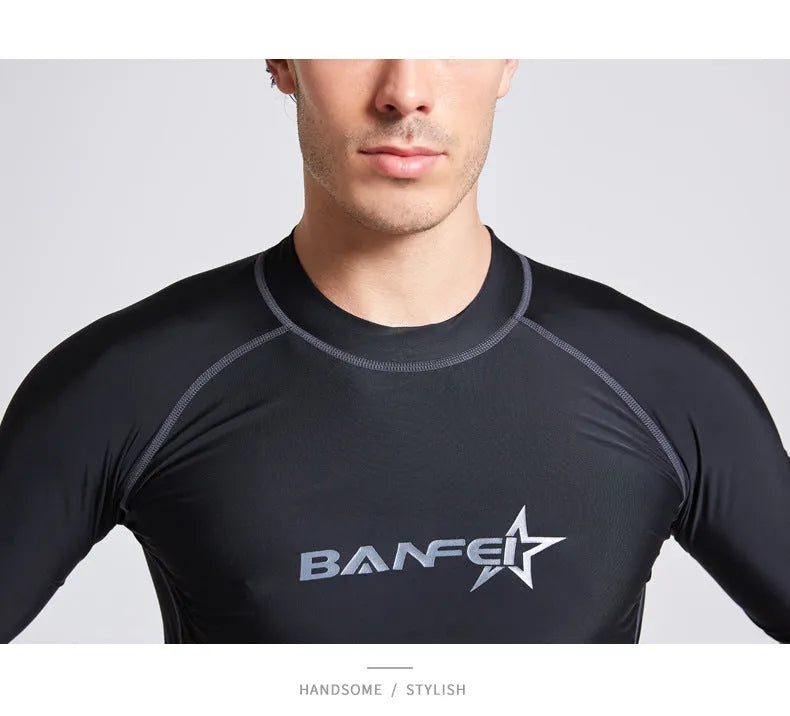 Men's quick-drying half sleeve swimsuit set for snorkelling and surfing in nylon fabric