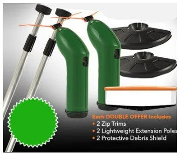Cordless lawn trimmer with ABS nylon body, 37.5cm length, extension pole, and protective debris shield for garden weeding