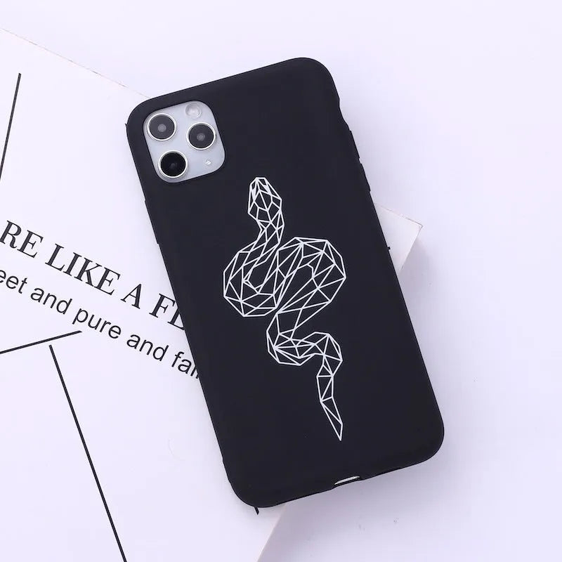 TPU iPhone case with painted animal graffiti design showing solid colour background with detailed artwork