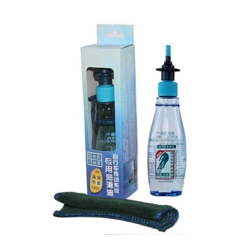 Blue 60ml bottle of Drip Less Bicycle Chain Lubricant with liquid plastic formula