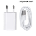 USB travel charger and cable kit for iPhone and iPad models with 5V 2A fast charging capability