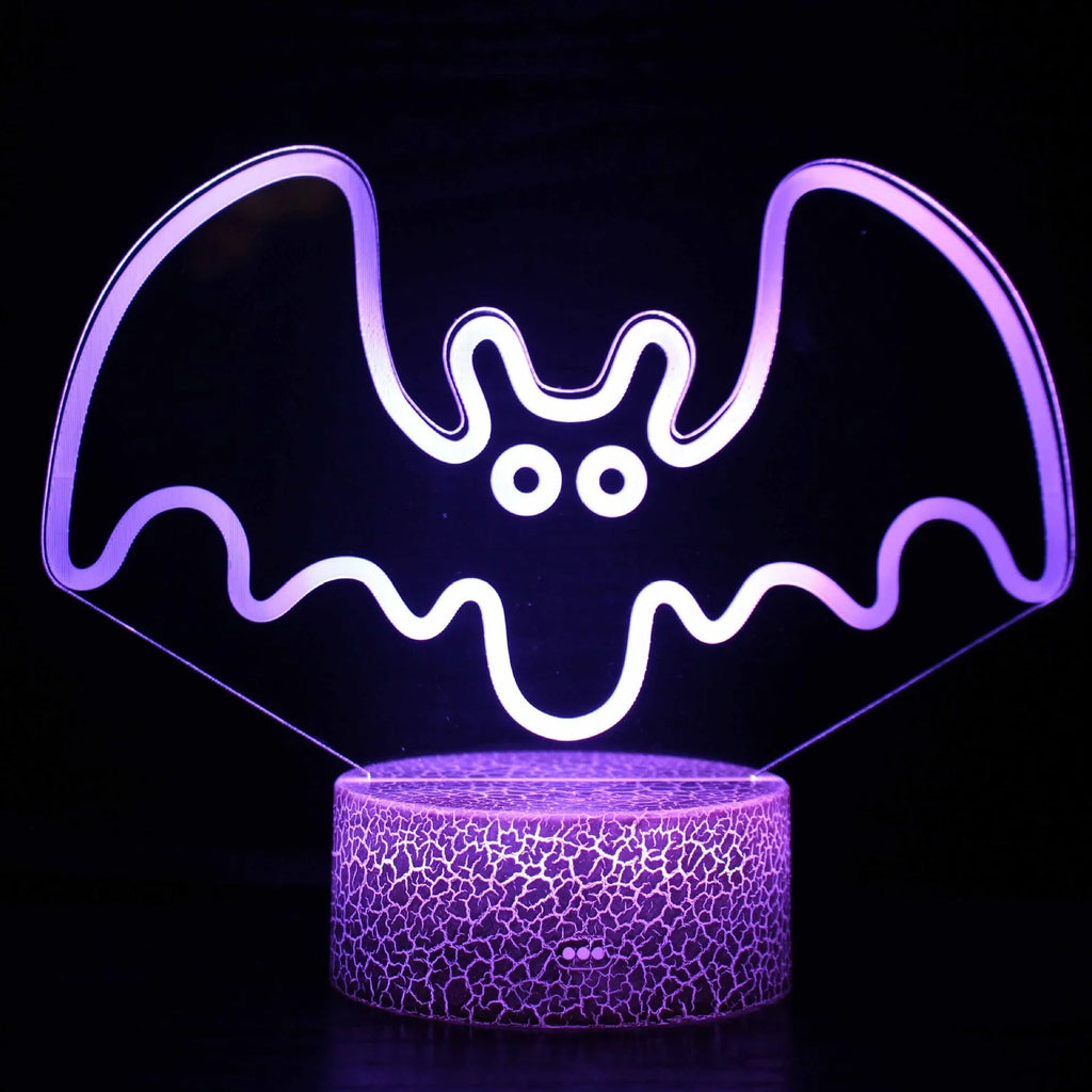 Small acrylic 3D USB table lamp with colourful touch control and crack base design on desk