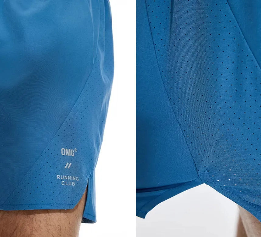 Spandex running shorts with laser punching stitching in Mysterious Black or Power Blue