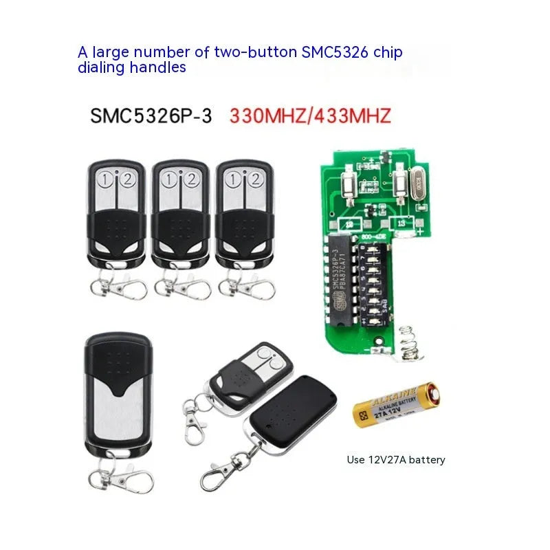 Two-key black plastic dial remote control handle for 330MHz 433MHz gate systems