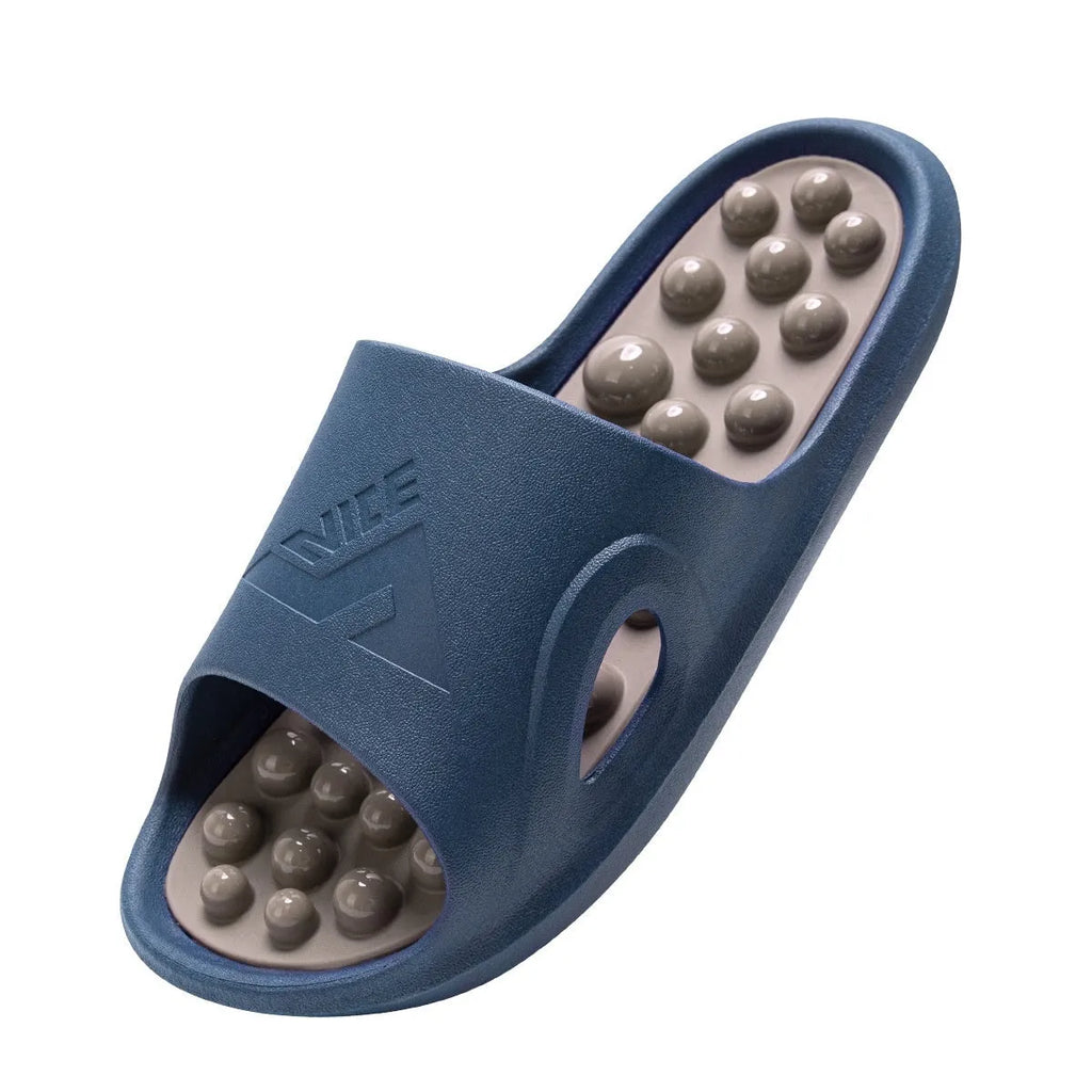 Non-slip PVC ball massage sandals with grape-particle nodes for bathroom use, purple colour