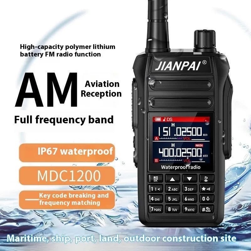 Black Interphone waterproof aviation communications headset with antenna and accessories
