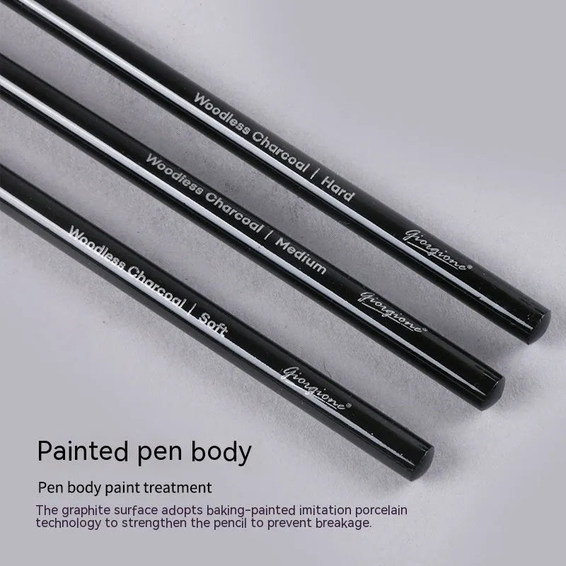 A pack of wooden graphite and carbonised drawing pencils on a suction card.
