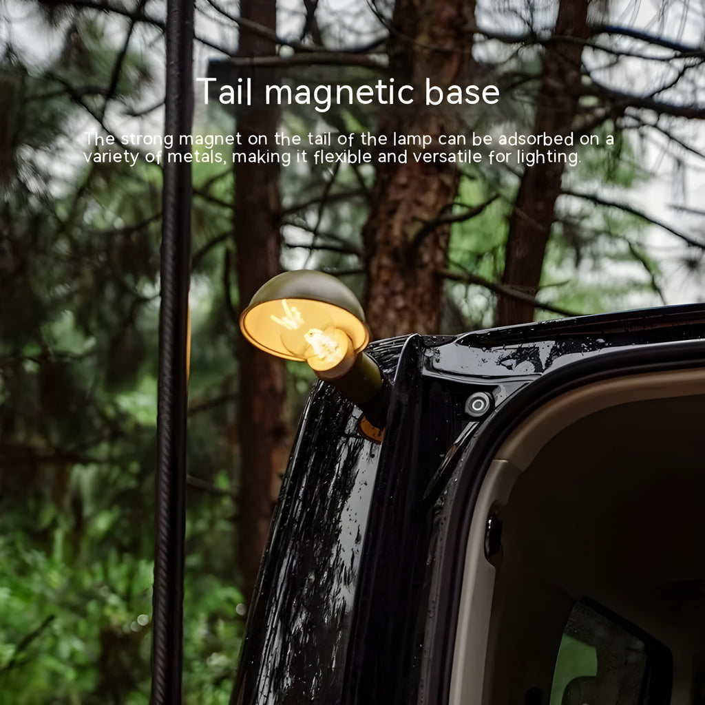 Rechargeable metal hanging camping lamp in Wood Grain Color or Olive Green, about 0.6kg, model NH22ZM002