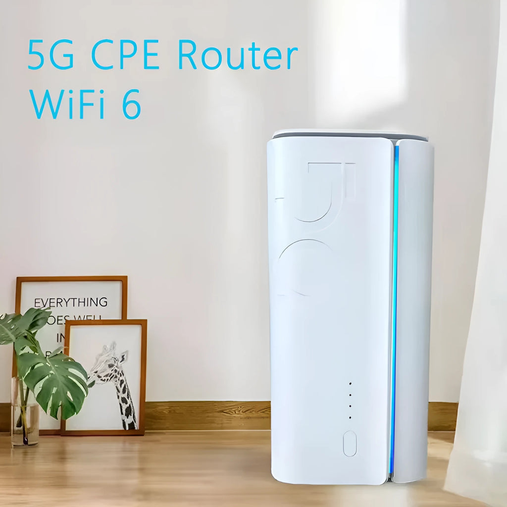 Compact white 4G CPE wireless router with Qualcomm or Zhanrui chip for wired to wireless conversion.