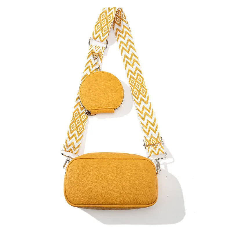 Women's soft PU crossbody bag in horizontal square shape with single strap and zippered interior