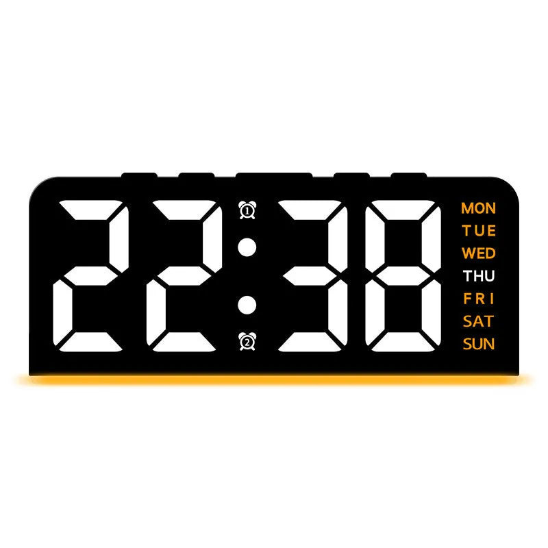 Electronic alarm clock with LED display, plastic shell, 10mm thickness, modern simplicity, colour light options