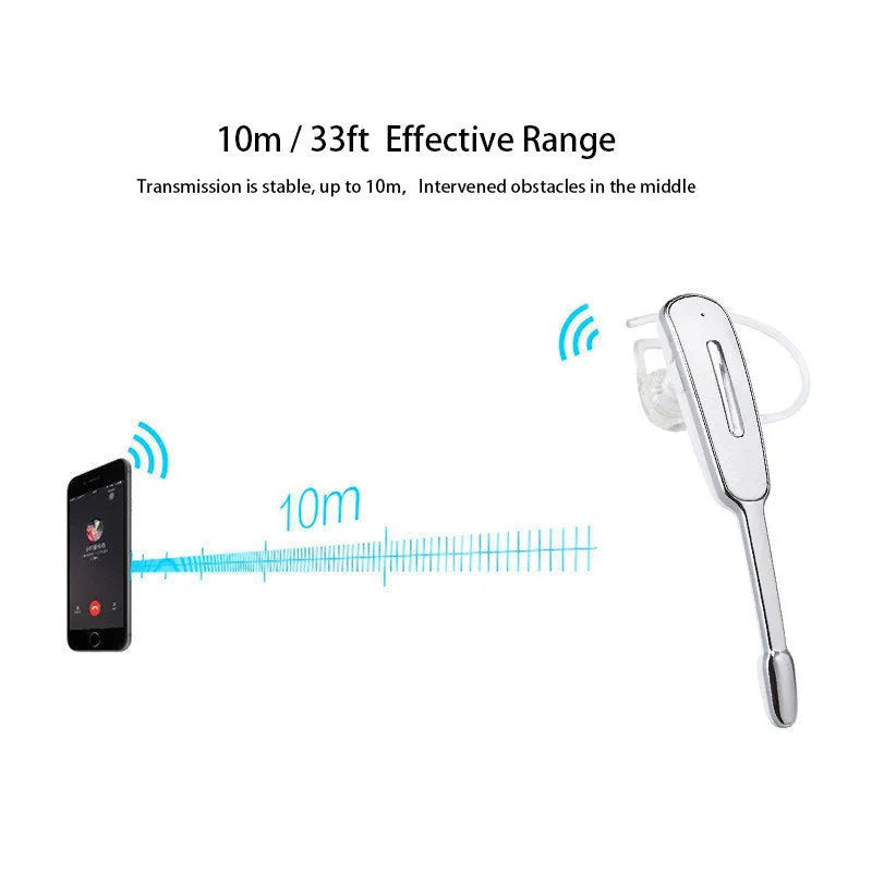 Leather pattern single-sided mono Bluetooth headset in Black Silver with call and NFC functions