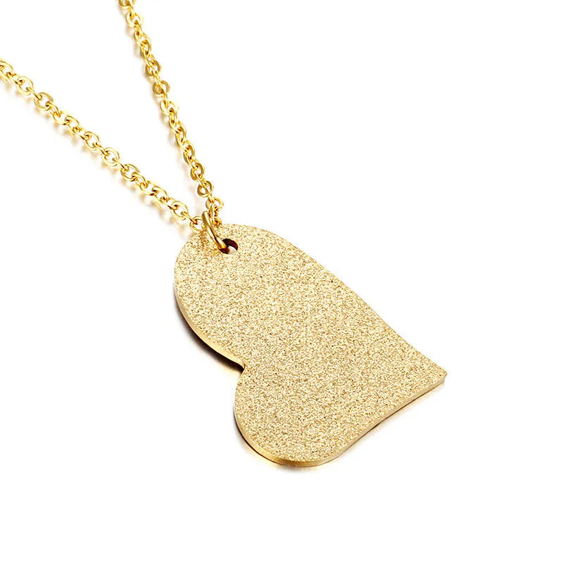 Geometric heart-shaped titanium steel necklace in silver colour with minimalist design