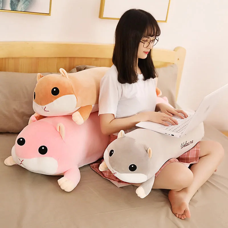 Grey hamster plush toy with stretch velvet fabric and down cotton filling, 100cm size