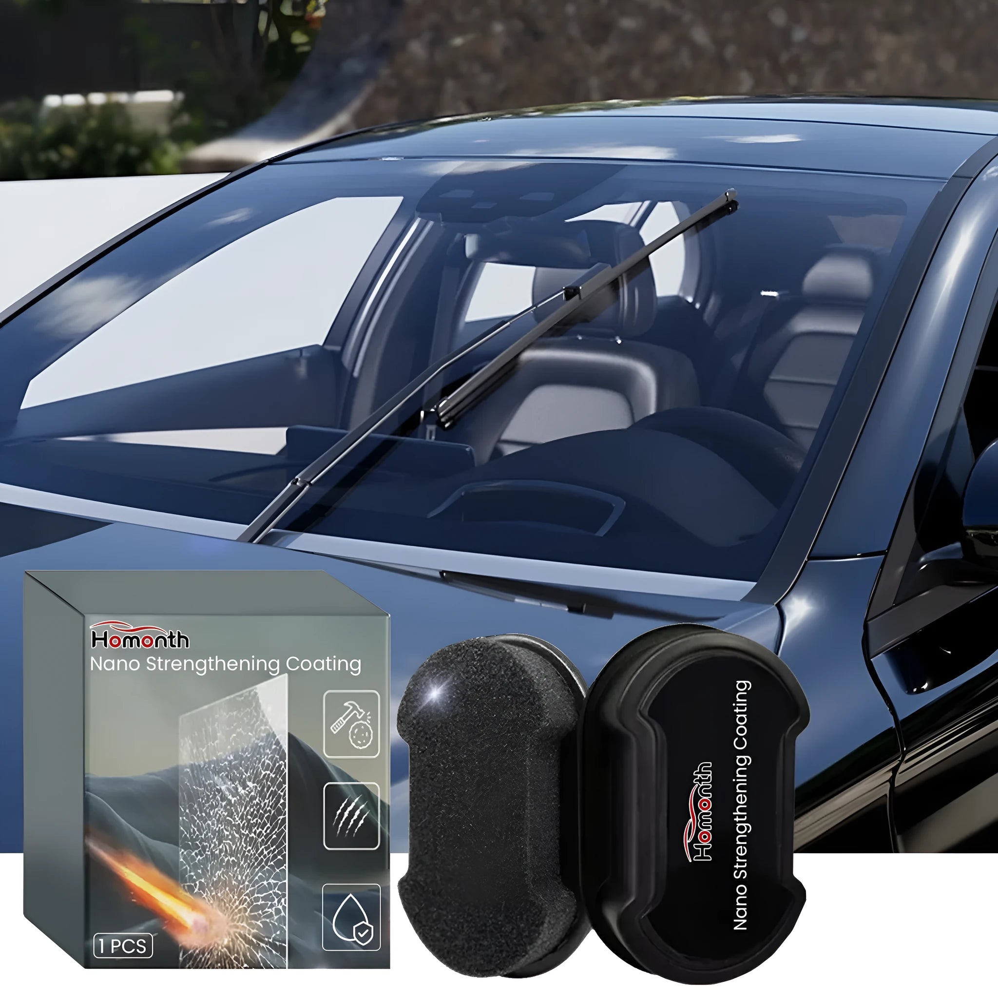 Rectangular car cleaning sponge for windshield and vehicle window maintenance with hydrophobic properties