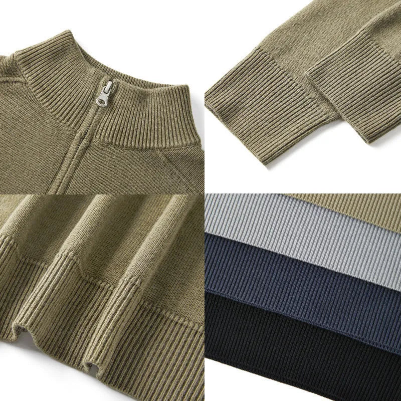 Men's slim fit casual wool sweater in black, a long sleeved thickened pullover.