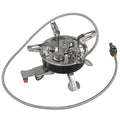 Silver portable foldable stainless steel split stove for outdoor camping and picnics.